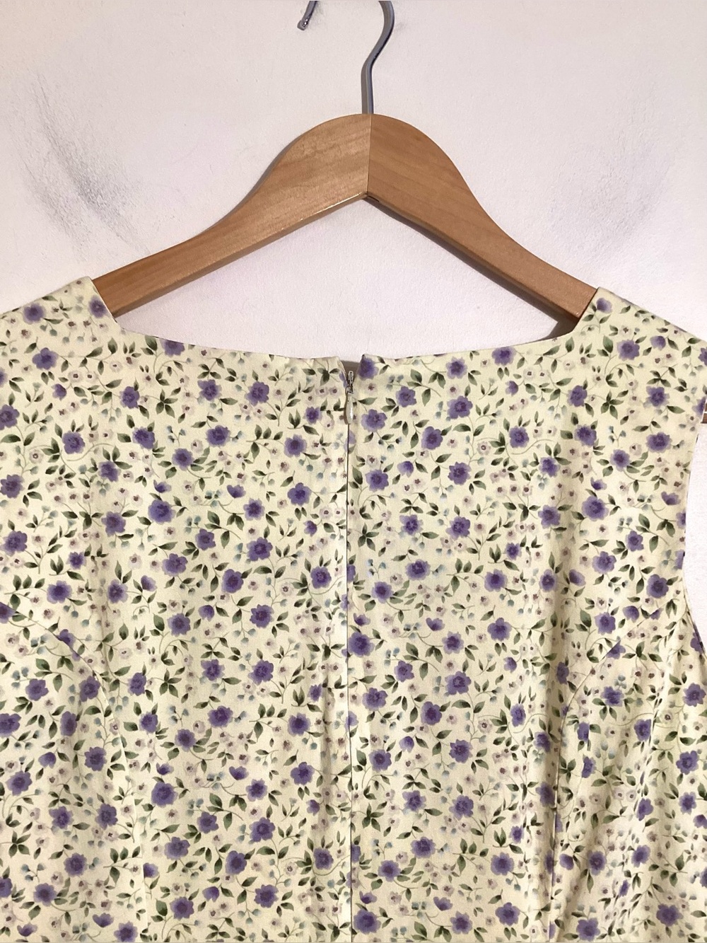 Vtg 90s Microfloral Sleeveless Midi Dress Sz 14 - Picture 7 of 15